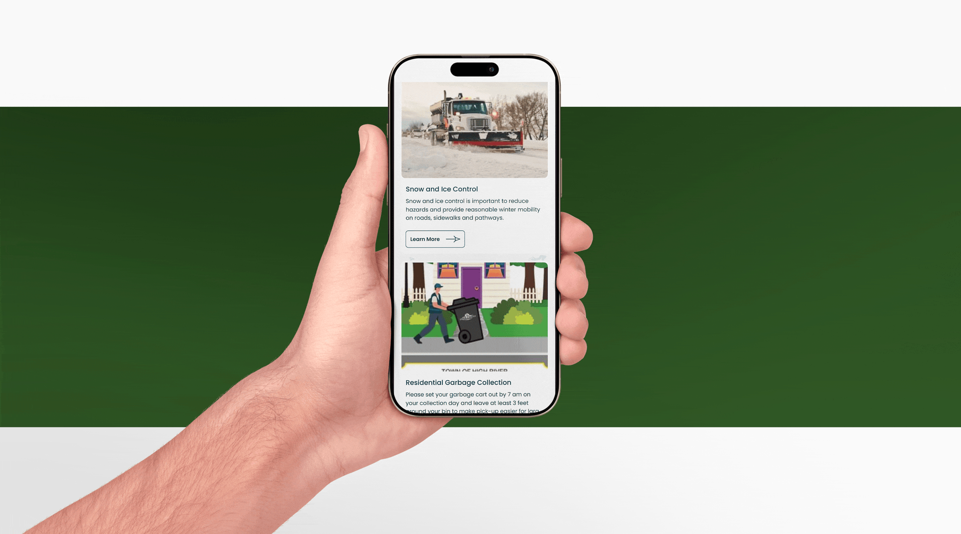 Phone Mockup of the High River Website